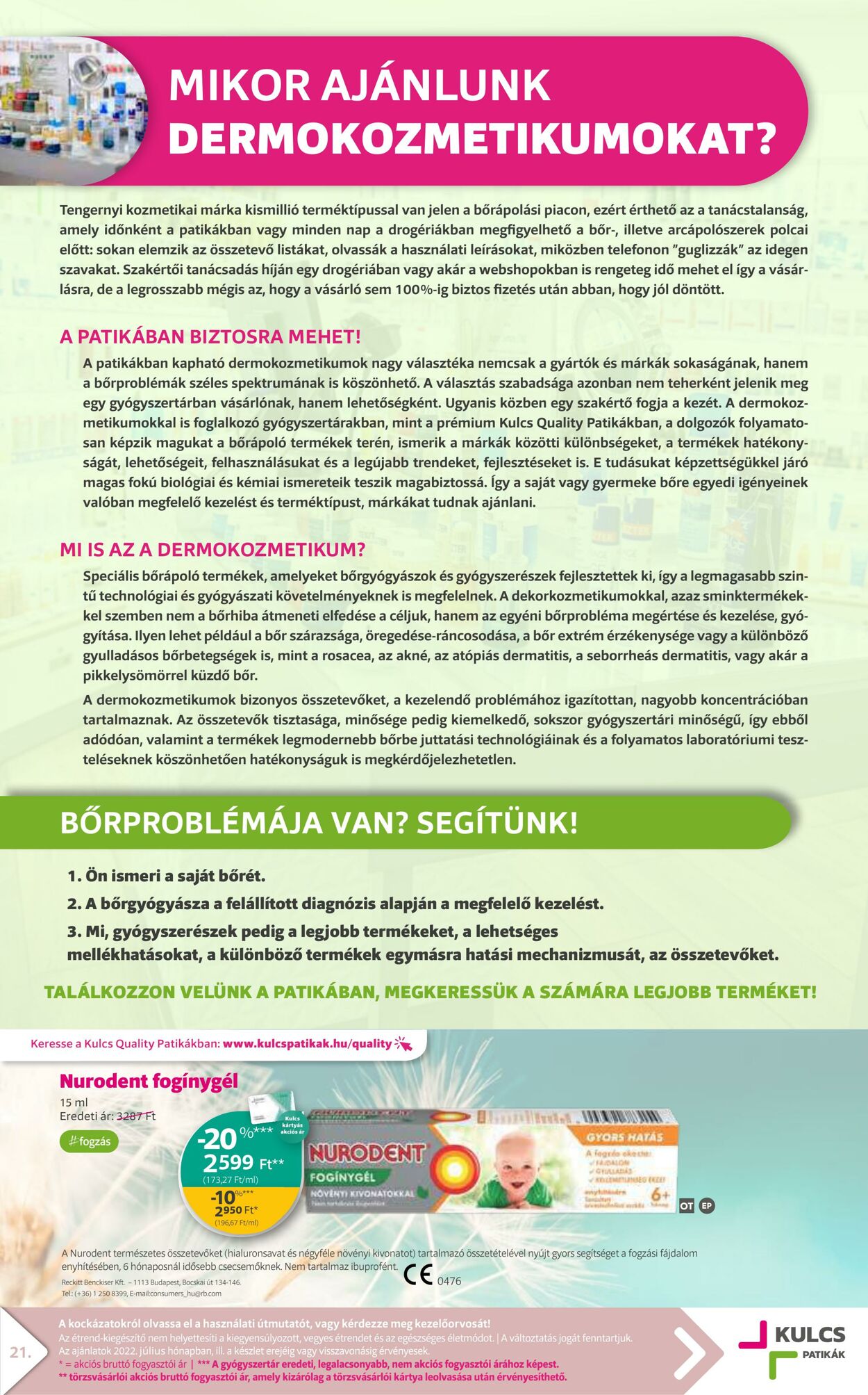 Flyer Kulcs Patikák 01.07.2022 - 31.07.2022